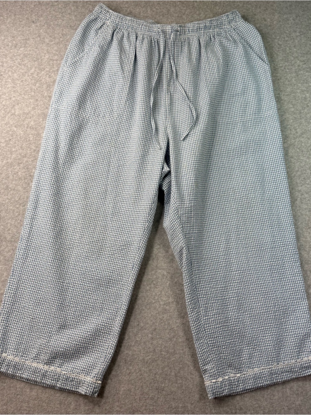 Erika- Relaxed Seersucker Drawstring Women’s Pants - Large